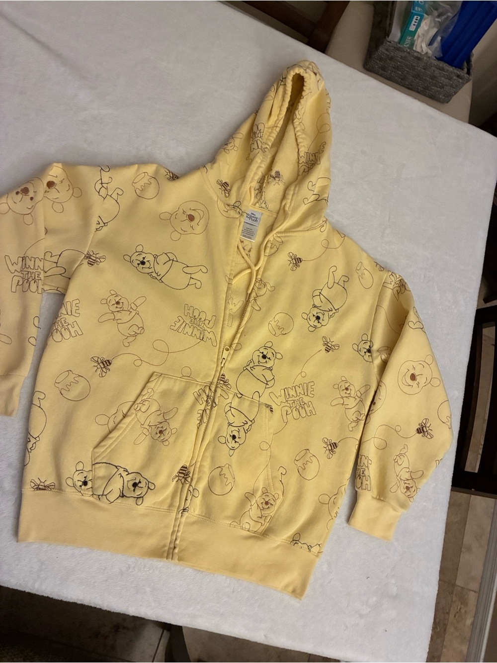 Disney Yellow Winnie the Pooh Zip Hoodie for Kids